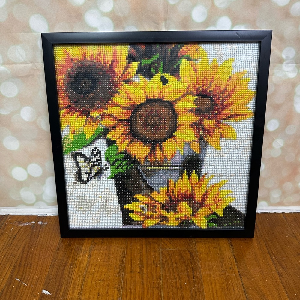 Sunflower Diamond Painting in Black Frame